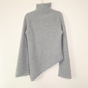 Oats Cashmere Debra Hayburn Sweater S Super Soft Gray Waffle Knit Asymmetric Hem